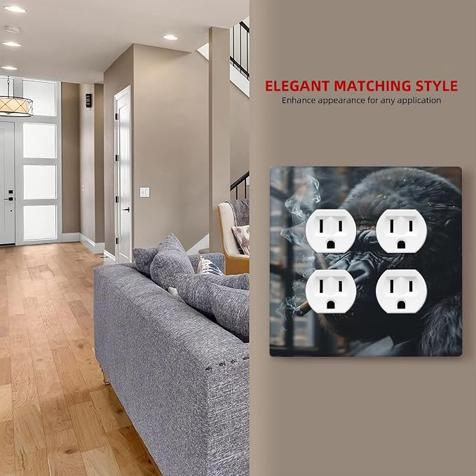 Funny Animal Smoking Black Orangutan Outlet Covers 2 Gang Double Duplex - Image 7