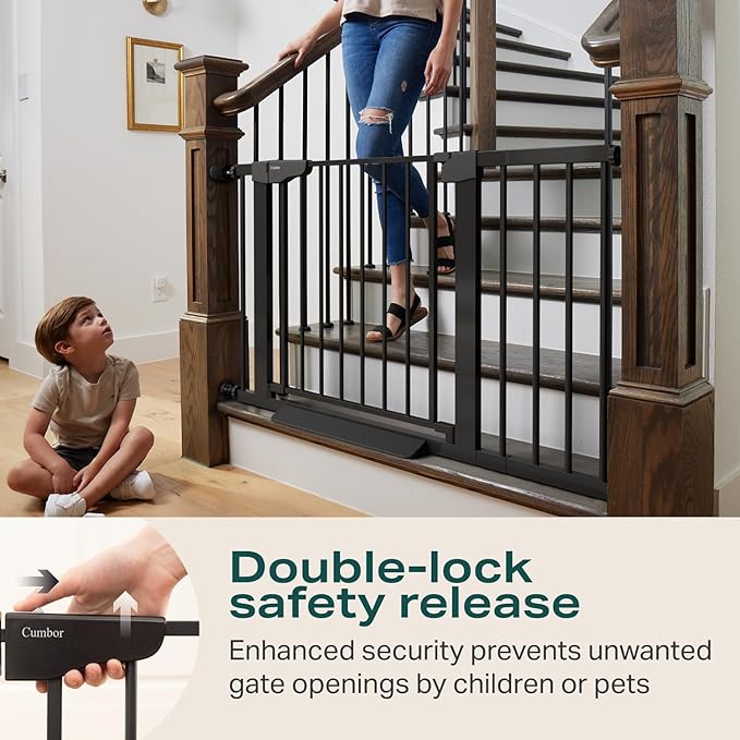 Cumbor 29.7-46" Baby Gate for Stairs, Mom's Choice Awards Winner-Auto Close Dog - Image 5
