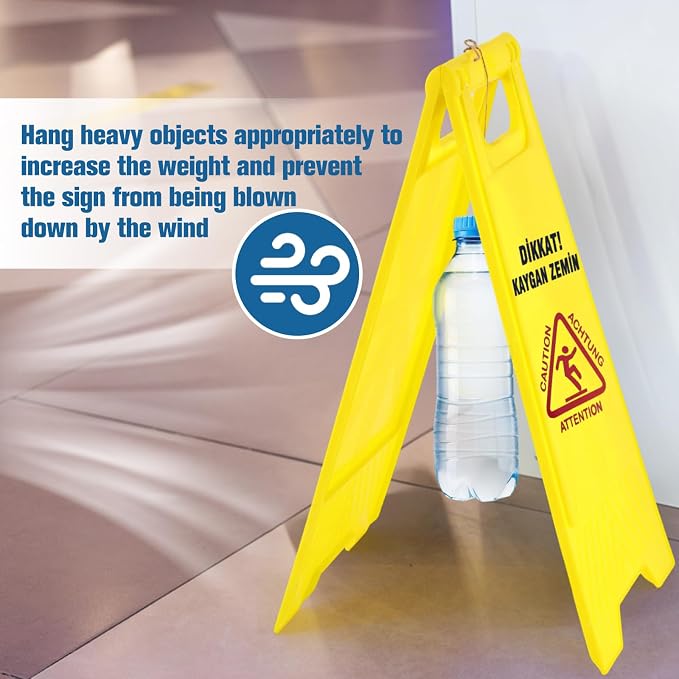 8 Pack 24 Inch Blank Floor Sign Yellow A-frame Foldable Caution Sign Write-On - Image 3
