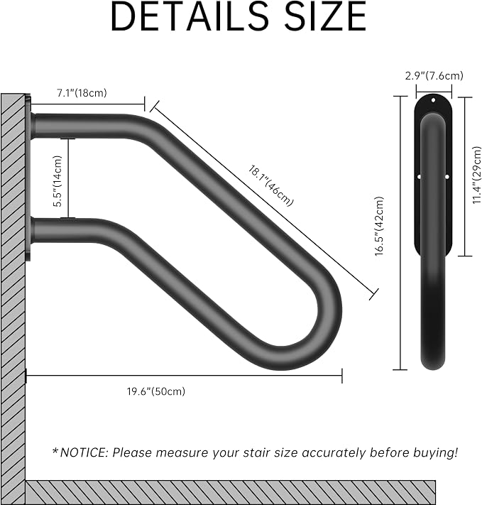 Handrails for Outdoor Steps, Heavy Duty Non-Slip Handrail, U-Shaped Safety Hand - Image 3