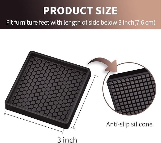 Ezprotekt 3x3” Square Rubber Anti Slip Furniture Pads Coasters - Image 2