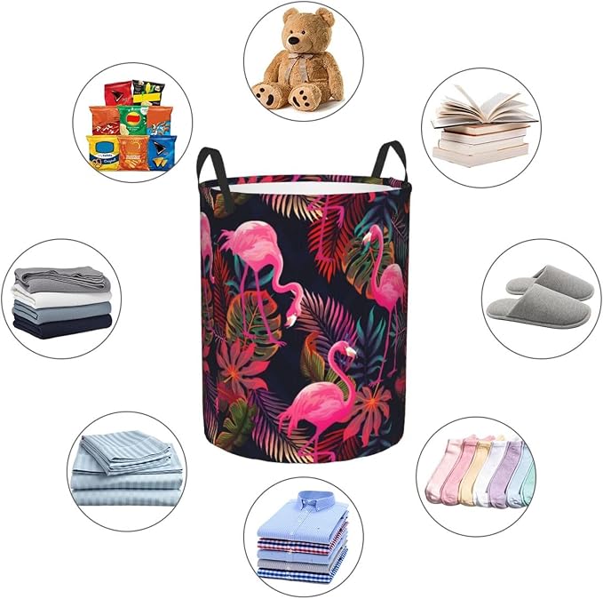 Laundry Basket Flamingos Collapsible Large Capacity, 63L Dirty Clothes Basket - Image 2