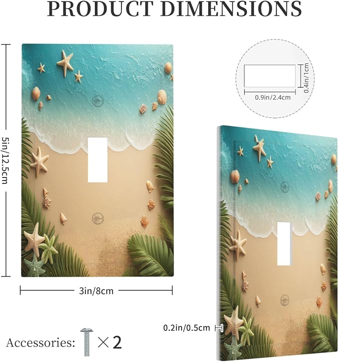 Decorative Light Switch Cover Summer Beach Themed Starfish Seashells 1 Gang - Image 5