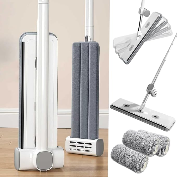 Microfiber Mop Large Flat Mops for Floor Cleaning 4 Reusable Washable mop Pads by Unknown