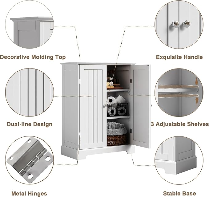 ChooChoo Bathroom Floor Cabinet, Modern Bathroom Storage Cabinet - Image 4