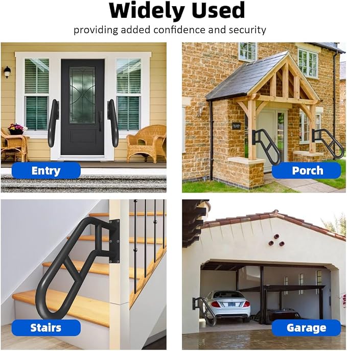 Wall Mount Hand Rails for Outdoor or Indoor Steps Stair Railing Metal Heavy - Image 6