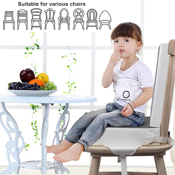 Kalawen Booster Seat for Kitchen Chair, Upgraded 2Pcs PU Washable Straps Safety - Image 6