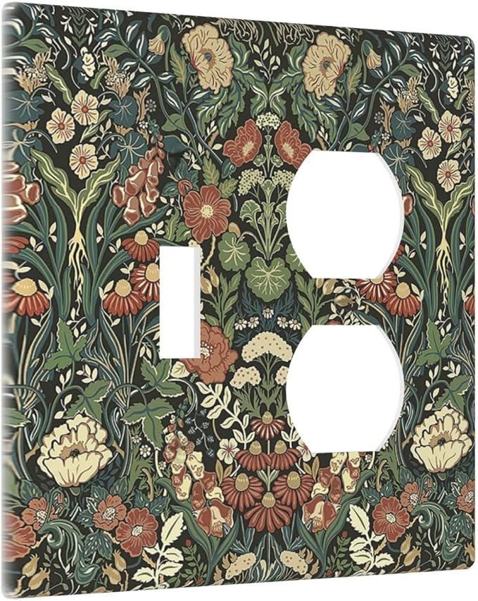 Wallplates Vintage Dark Floral William Morris Green Flower 1 Toggle 1 Duplex - Image 2