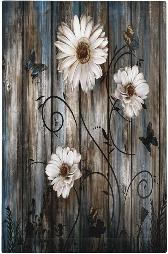 Rustic Wood Background Floral Butterfly Daisy Light Switch Cover Plate 1 Gang by Unknown