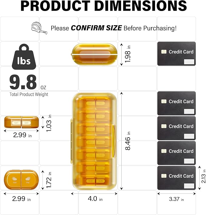 Weekly Pill Organizer 2 Times a Day, Moisture-Proof, Detachable Compartments - Image 6