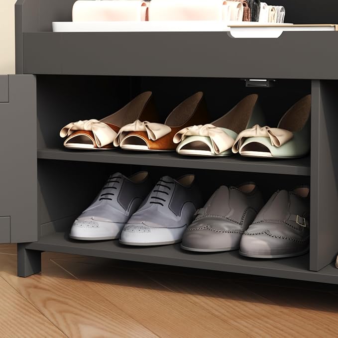 HOMEFORT 30" Shoe Bench with Lift Top Storage, Entryway Bench with Cushioned - Image 9