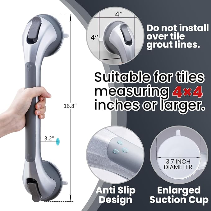 TAILI Shower Grab Bar 2 Pack 16 Inch Suction Grab Bars - Image 4