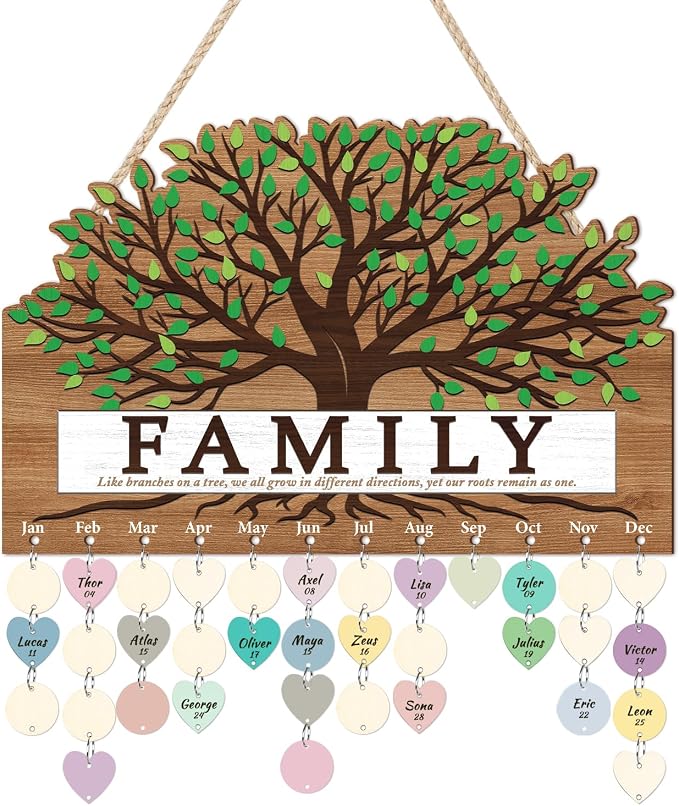 KAlRNE Family Birthday Board, Vintage Wooden Reminder Calendar, Rustic by KAIRNE