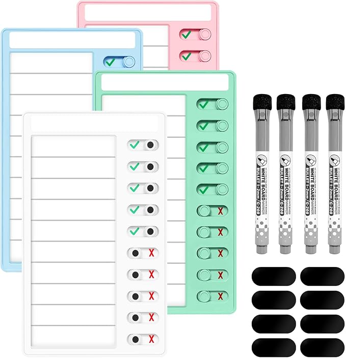 4 Pcs Chore Chart for Kids Multiple Kids Dry Erase Board for Fridge, Magnetic by Jupyn