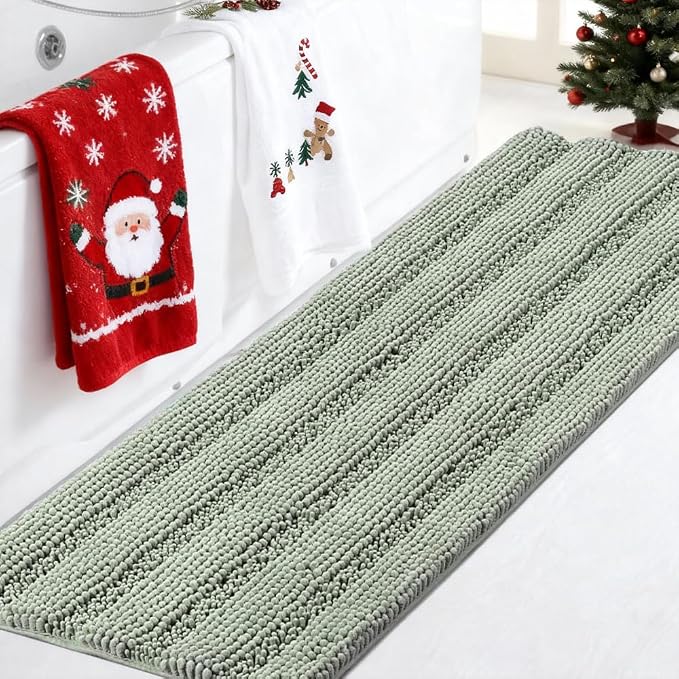 Turquoize Sage Green Bathroom Rugs Runner Extra Long 47 x 17 Large Bath Mat by Turquoize