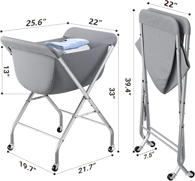 ELYKEN Laundry Cart with Wheels, 33”H Easy Rolling Laundry Hamper with - Field & Grace