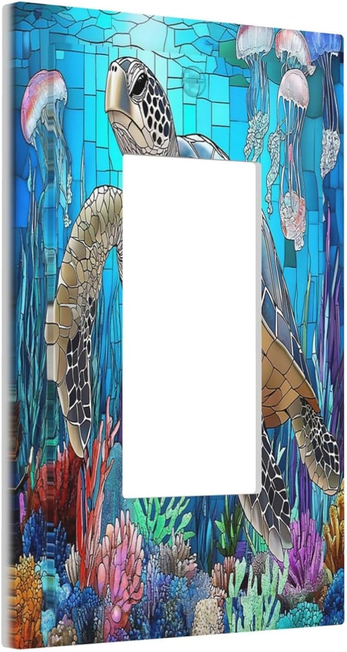 Decorative Outlet Covers Nautical Sea Turtle Coral Jellyfish 1 Gang Single - Image 2