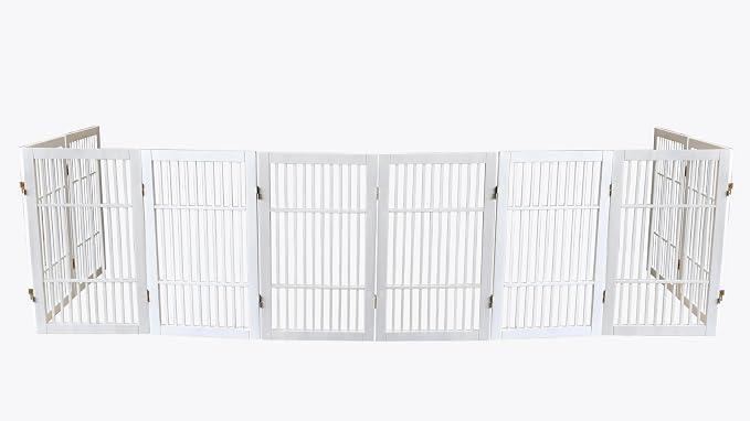 Pet Dog Gate Strong and Durable Freestanding Folding Acacia Hardwood Portable - Image 8