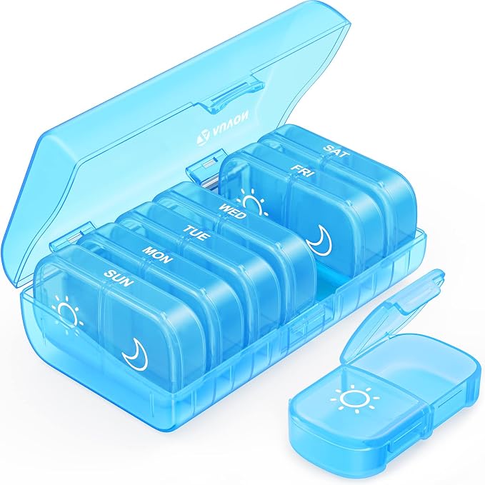 AUVON XL Weekly Pill Organizer 2 Times a Day, Pill Box 7 Day by AUVON