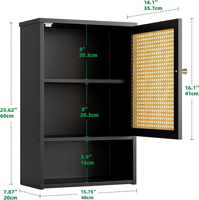 Bathroom Wall Cabinet, Bamboo Over-The-Toilet Storage Organizer - Image 3