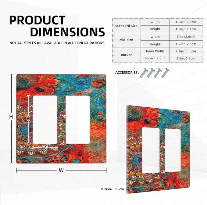 Abstract Ombre Colorful Indian Mandala Double Rocker Light Switch Cover 2 Gang - Image 5
