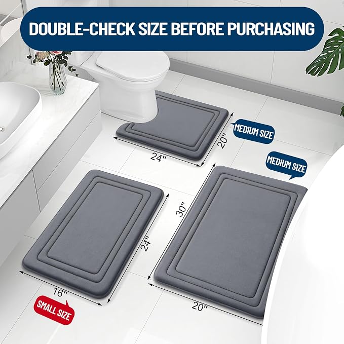 Grandaily Memory Foam Bath Mat Rug 59x20, Ultra Soft, Non-Slip and Absorbent - Image 2