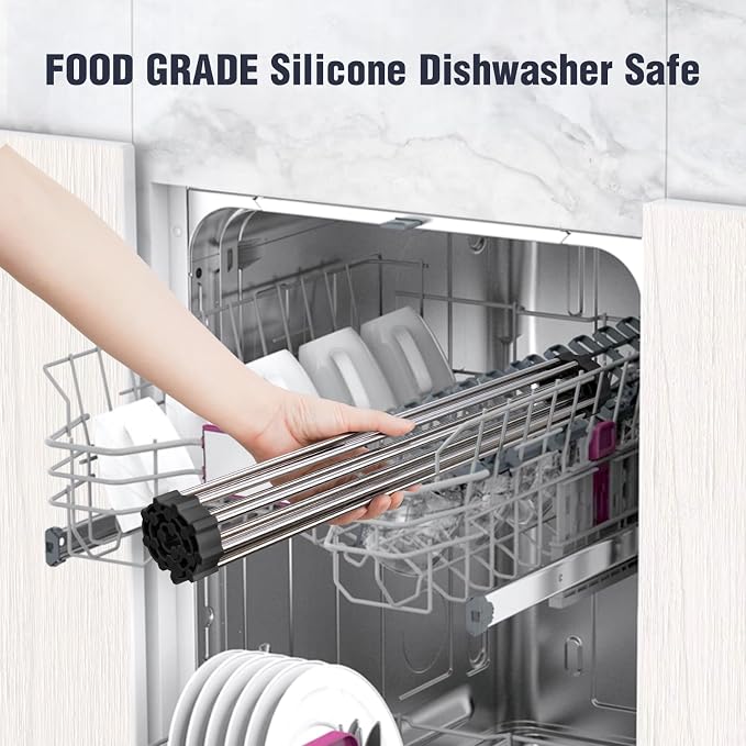 Tomorotec 17.7" x 12.5" Roll Up Dish Drying Rack Over Sink Drying Rack Sink - Field & Grace