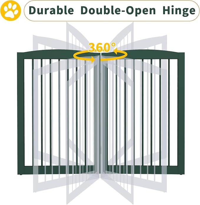 Freestanding Pet Gate for Dogs, Indoor Wooden Dog Gate for House, Foldable Dog - Image 5