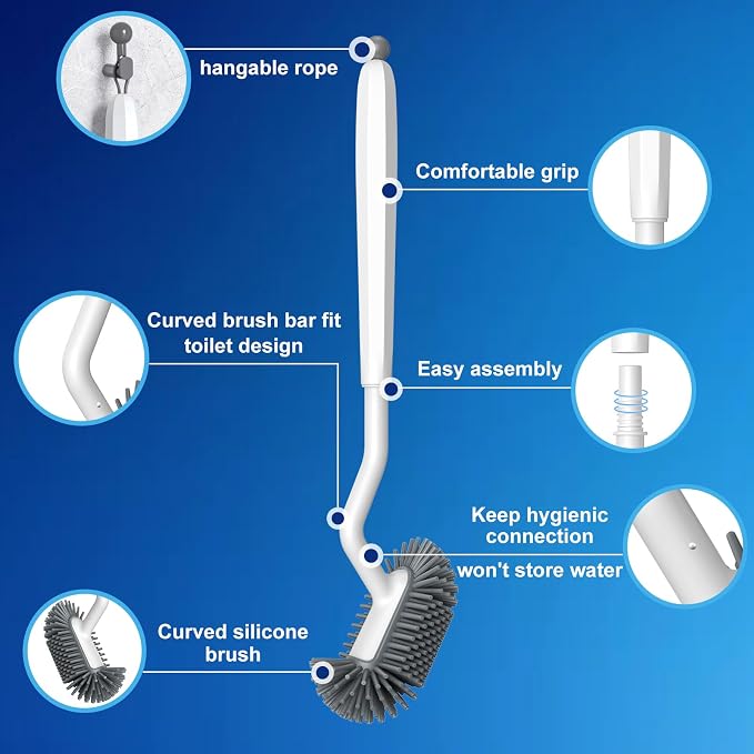 HAMITOR Toilet Bowl Brush Holder Set: Deep Cleaning Silicone Toilet Cleaner - Image 8