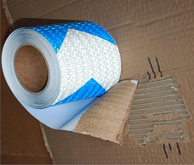 Blue and White Reflective Tape Outdoor Waterproof 8 inch X 66 feet, High - Image 2