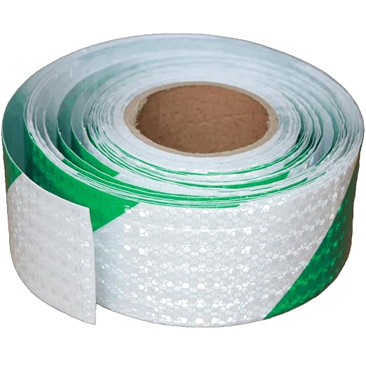 Green and White Reflective Tape Outdoor Waterproof 3 inch X 166 feet, High by tuyrchu