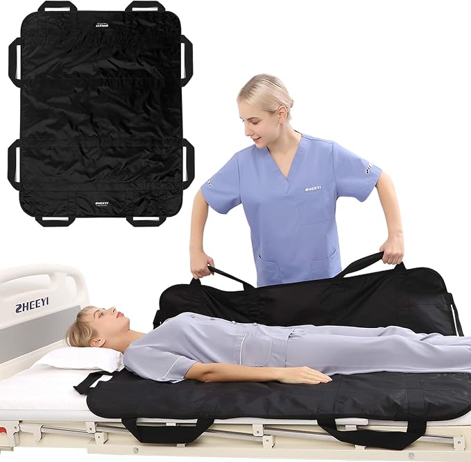 Bed Positioning Pad with Reinforced Handles 48" x 40" Lifting Turning Patient by ZHEEYIHealth