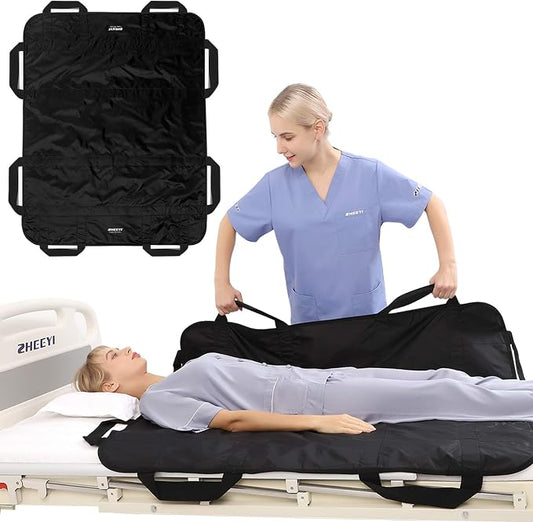 Bed Positioning Pad with Reinforced Handles 48" x 40" Lifting Turning Patient by ZHEEYIHealth