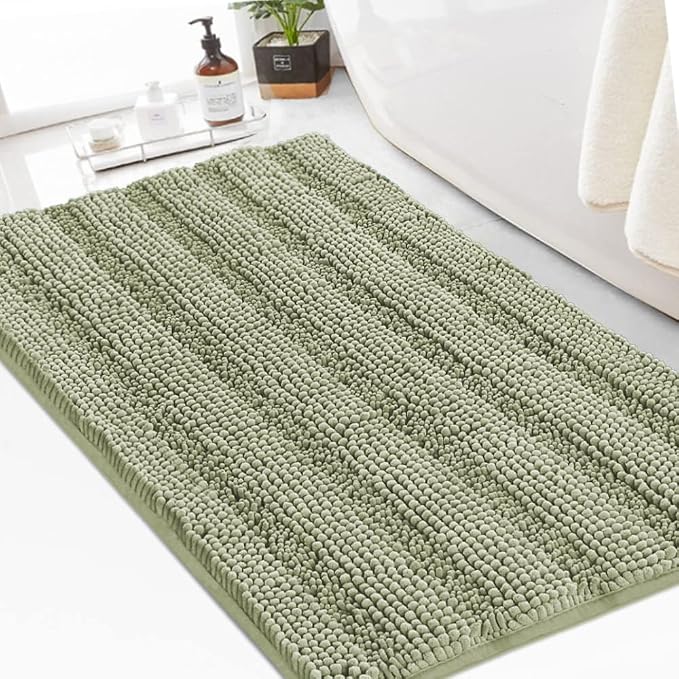 Turquoize Chenille Bath Rugs Shaggy Bathroom Rugs Non Slip Bath Mat by Turquoize
