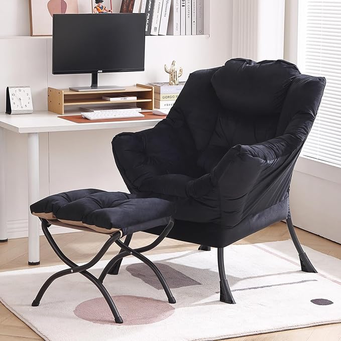 Lazy Chair with Ottoman, Modern Chair with Folding Footrest, Lounge Accent Chair - Image 7