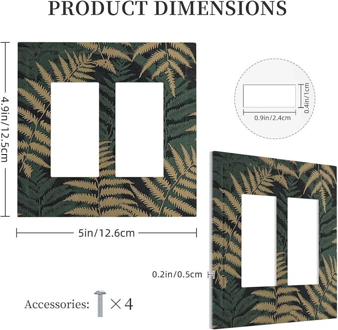 Decorative Outlet Covers Botanical Fern Green Leaf Forest 2 Gang Double Gfci - Image 4
