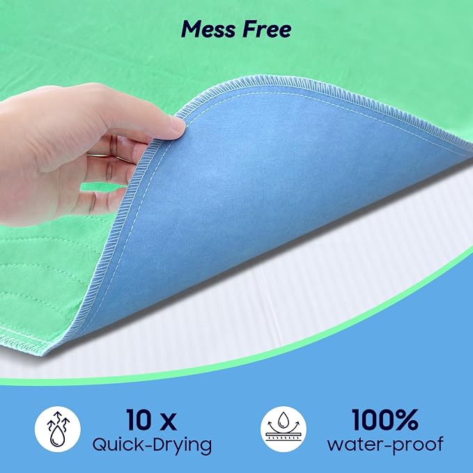 4 Pack 24” x 24” Extra Heavy Absorbency Washable Underpads, Waterproof Nursing - Image 4