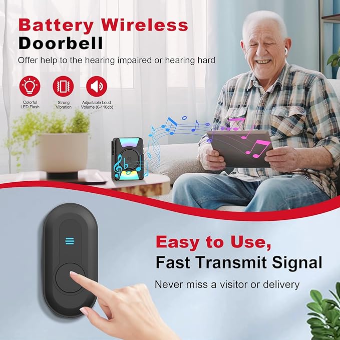 CallToU Hearing Impaired Doorbell 1000ft Wireless Doorbells - Image 4
