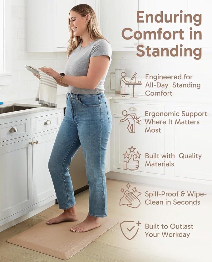 Ophanie Kitchen Mats for Floor, 3/4 inch Thick, 17x28 Anti Fatigue Cushioned Mat - Image 3