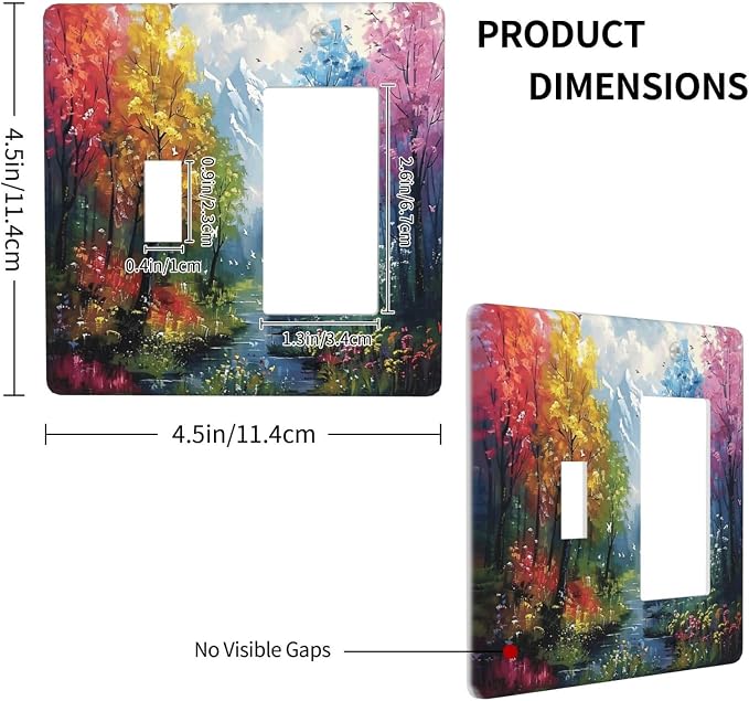 Colorful Forest Snow Mountain River Oil Painting Style Outlet Covers 1 Toggle 1 - Image 4