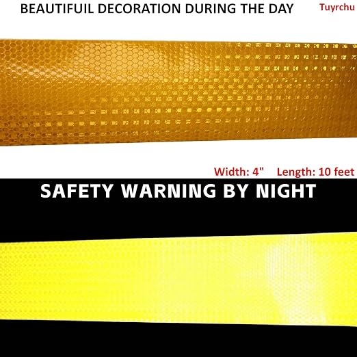 Yellow Reflective Tape 4 inch, Outdoor Waterproof Hazard Conspicuity Warning - Image 3