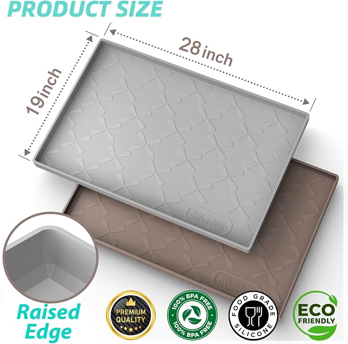 SIKADEER 28" x 19" Under Sink Mat Waterproof, Silicone Mat Kitchen Drawer Shelf - Image 5