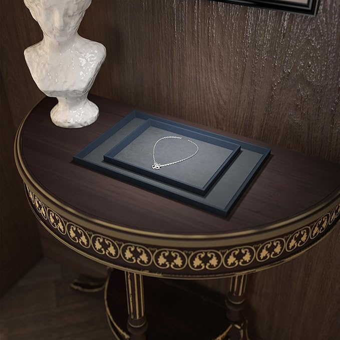 Oirlv Premium Leather Flat Jewelry Tray Jewelry Display Organizer Plate - Image 3