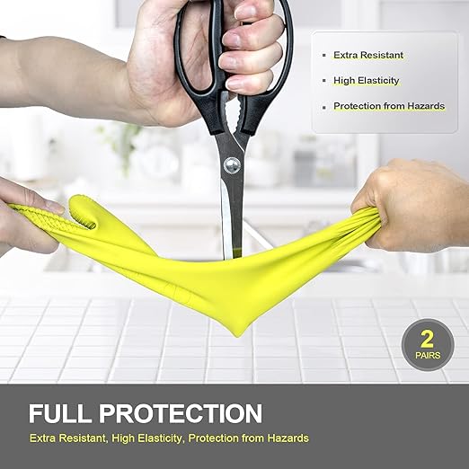 Mamison 2 Pairs Reusable Waterproof Household Dishwashing Cleaning Rubber Gloves - Image 3