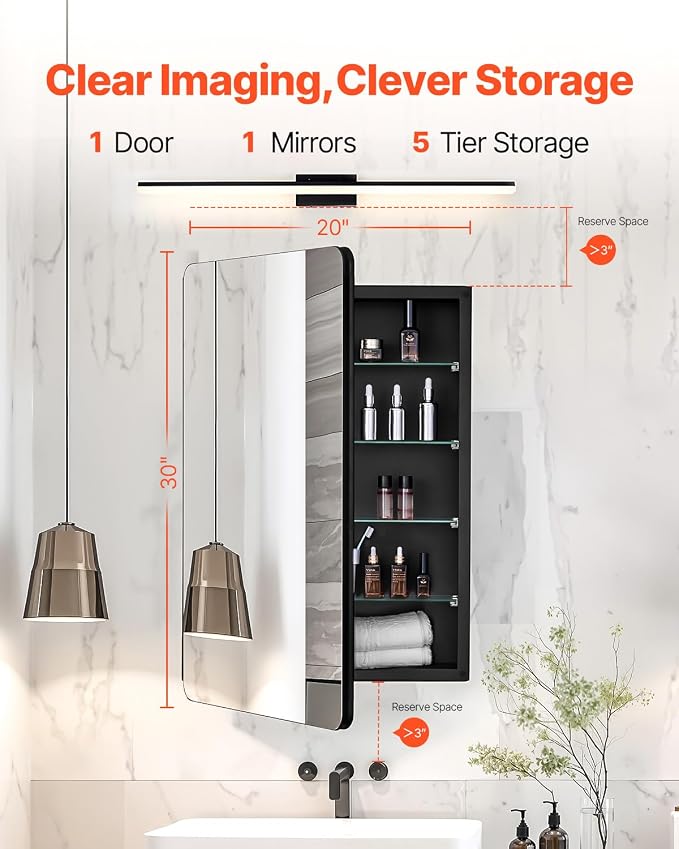 VEVOR Medicine Cabinet, 20 x 30 inch, Medicine Cabinet - Image 4