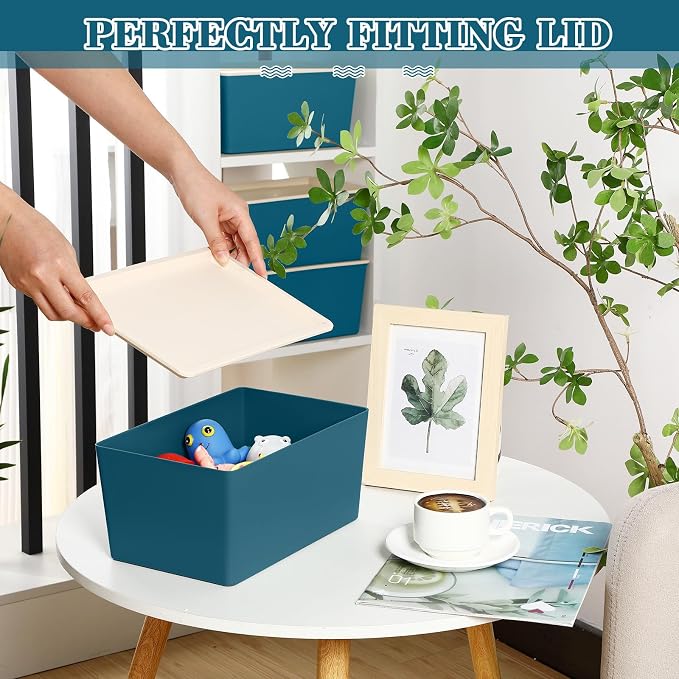 Menkxi 4 Pcs Storage Bins with Lids Plastic Stackable Containers - Image 4