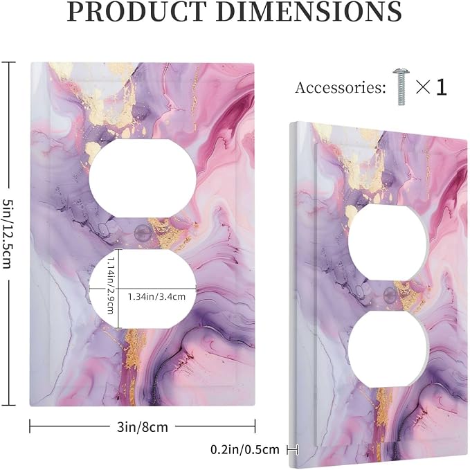 Outlet Covers Pink Marble Abstract Purple Gold Texture 1 Gang Duplex Wall Plate - Image 5