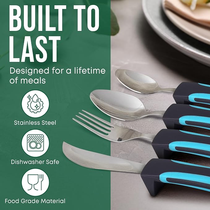 BUNMO Adaptive Utensils for Elderly, Weak Hand Grip, Tremors & Handicapped - Image 7