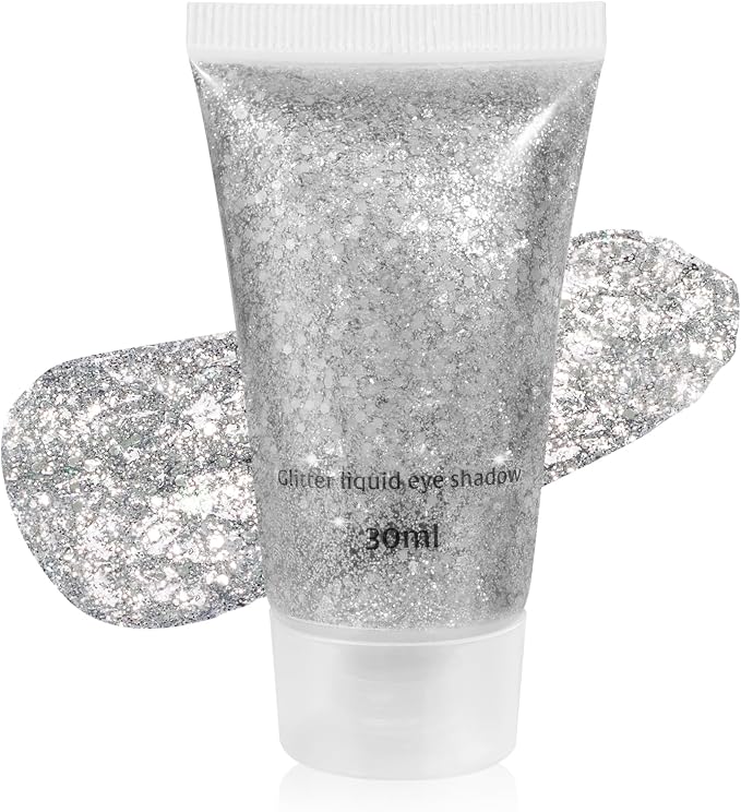 Mysense Silver Body Glitter Gel, Singer Concerts Glitter Makeup, Music Festival by Mysense
