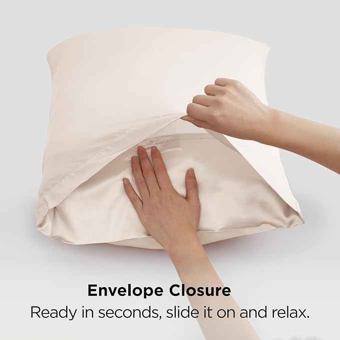 Bedsure Satin Pillowcases, Similar to Silk Pillow Cases Queen Size Set of 2